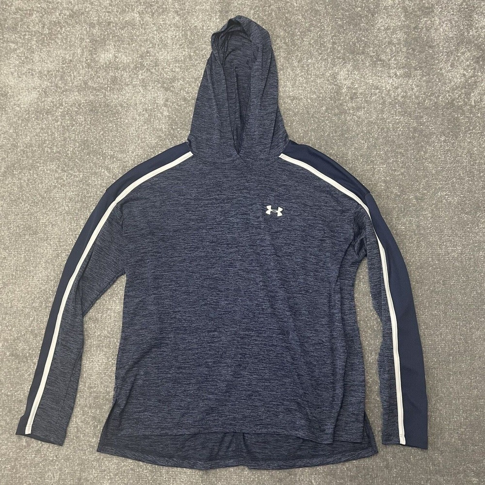 Under Armour Shirt Mens Small Blue Heat Gear Loose Fit Lightweight Hoodie